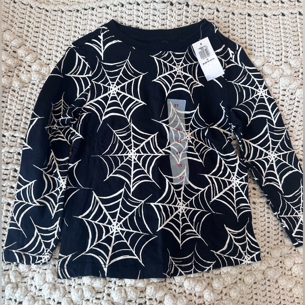 Old Navy Black and White Spiderweb Long Sleeve Tee